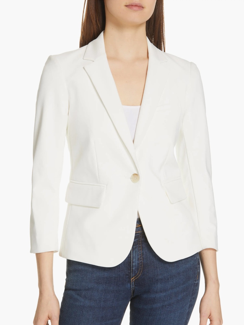 New Veronica Beard Schoolboy Dickey Jacket Linen White Size 4